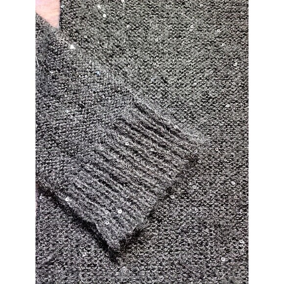 MODA International Black Loose Crochet Sweater With Sequin Accents Size XL - Picture 2 of 9